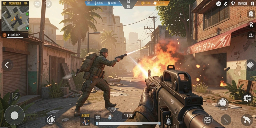 Tangkapan layar aksi seru dari gameplay FPS di 888IDR.