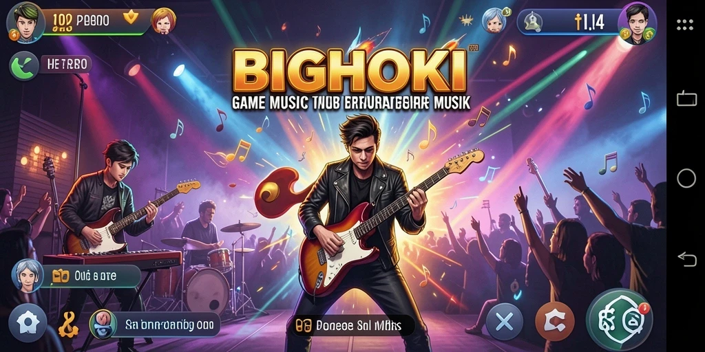 Tampilan gameplay BIGHOKI yang menampilkan interaksi musik yang menarik.