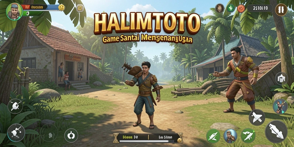 Tampilan gameplay seru HALIMTOTO dalam suasana penuh warna.
