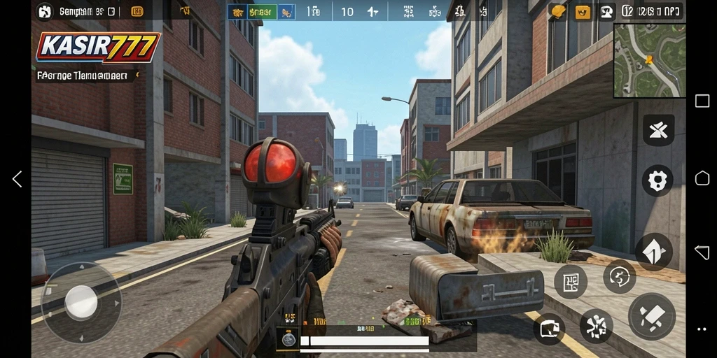 Screenshot utama KASIR777 menampilkan aksi seru dalam game TPS.