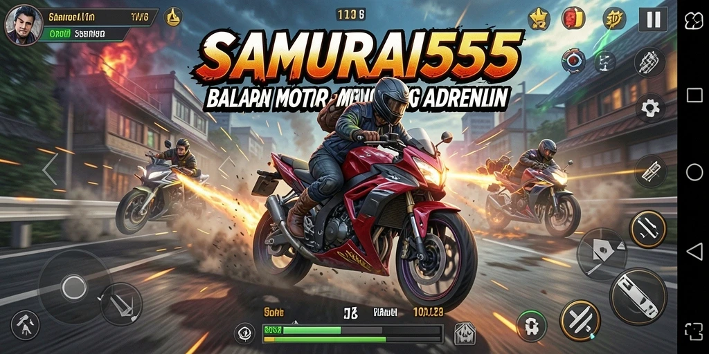 Tampilan mendebarkan saat balapan motor di SAMURAI555.
